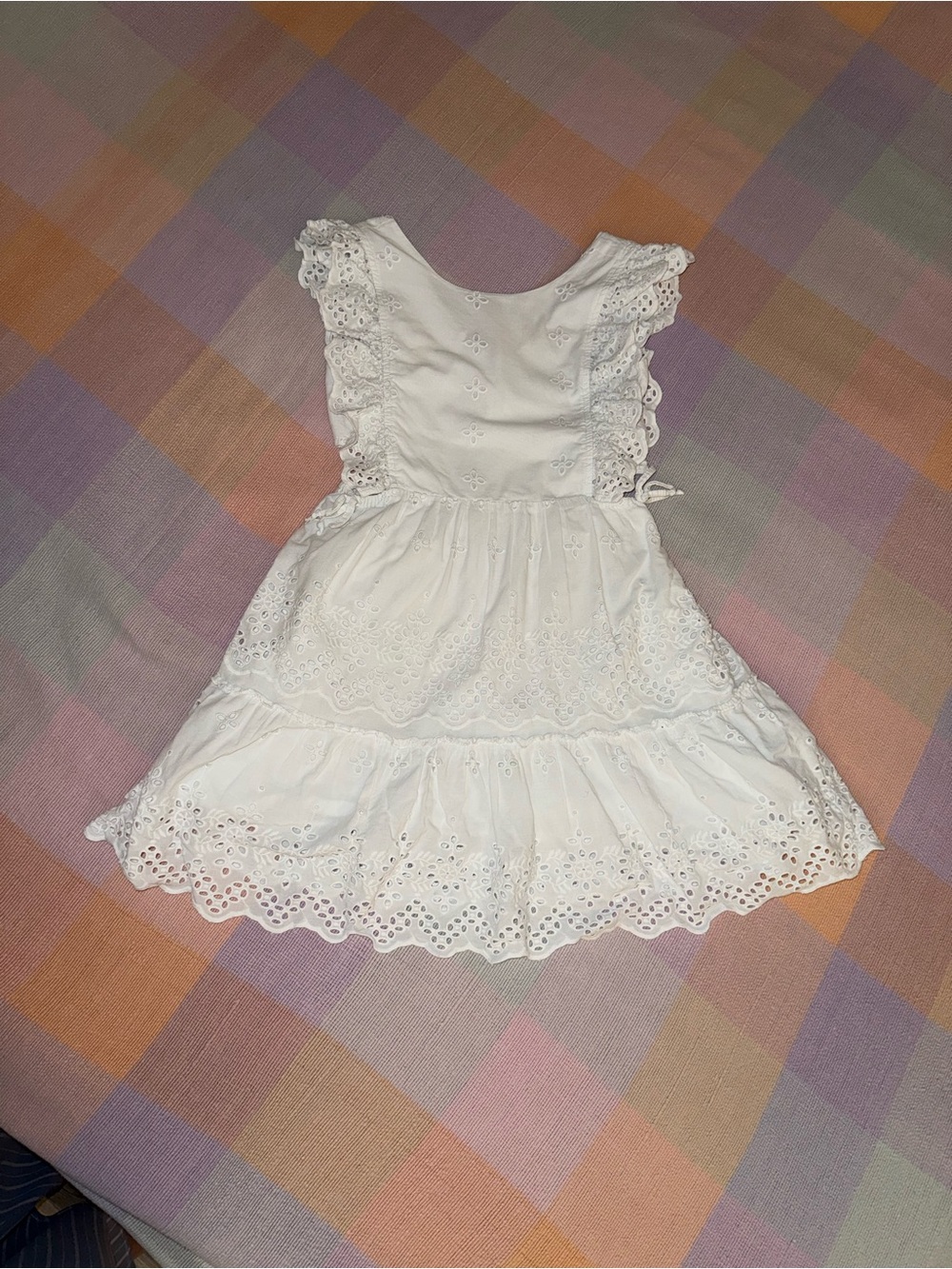 White Eyelet Lace Tiered Kids Dress Size 8-9